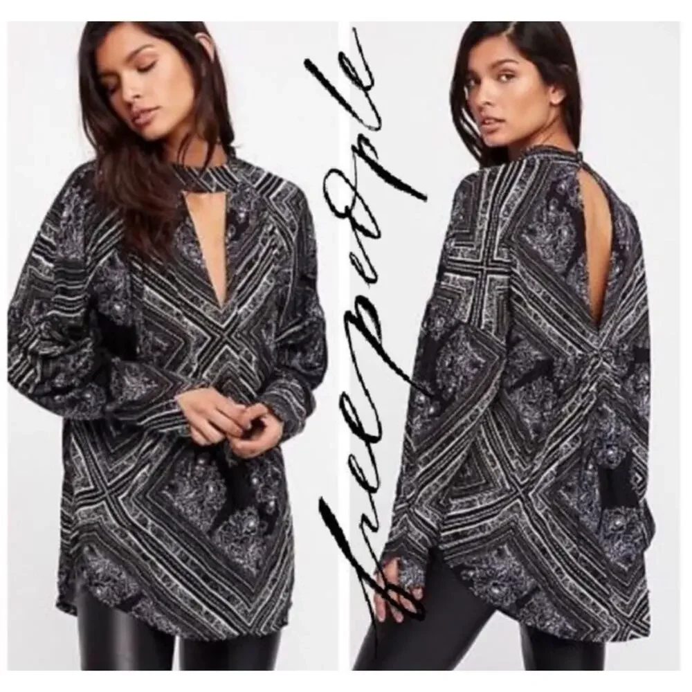 Free People Walking On A Dream Oversized Tunic Top-Sexy Sz M - Picture 1 of 7